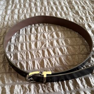 Reversible Black/Brown Leather Belt with Silver T-Bar Buckle